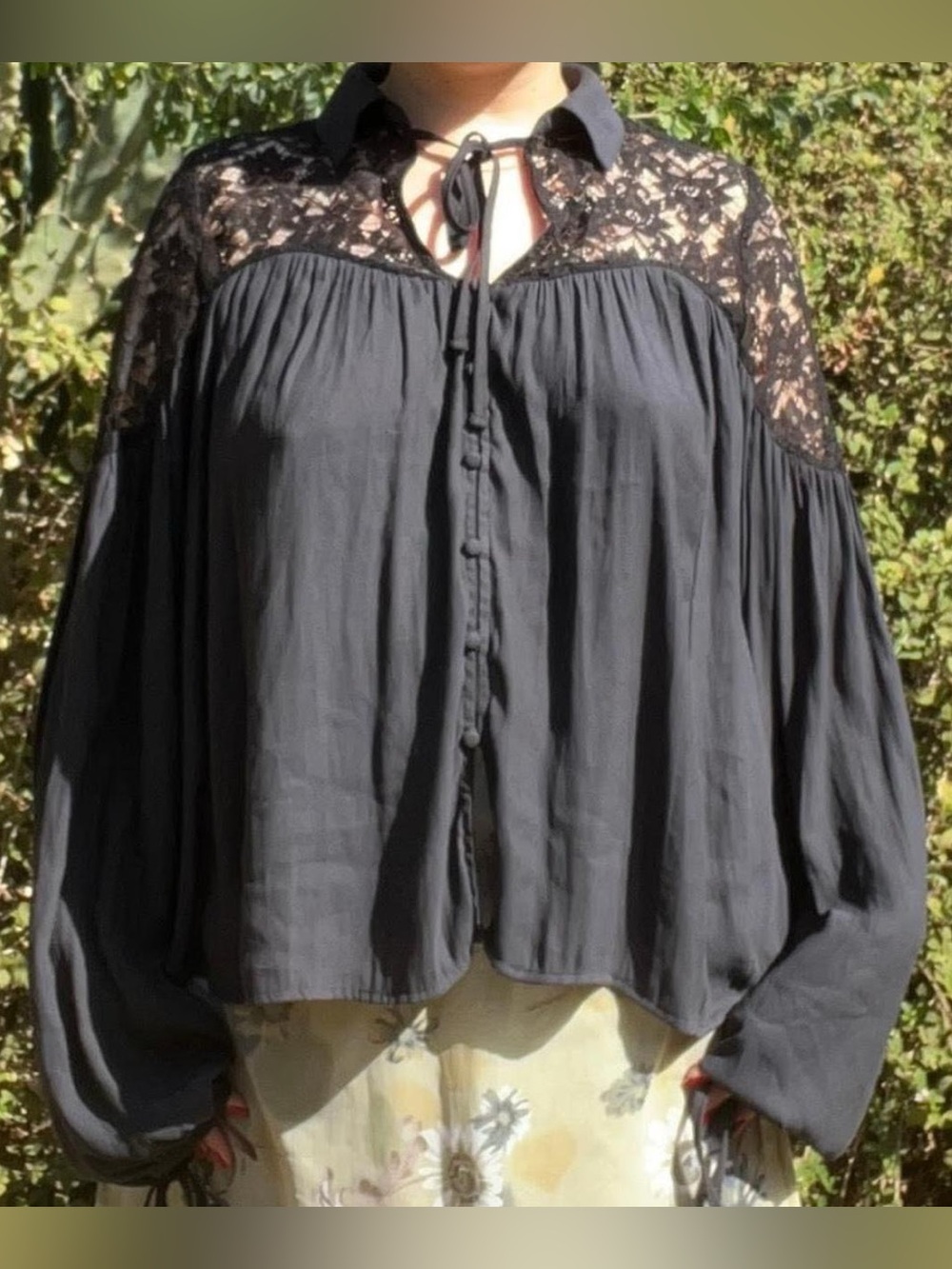 Free people Black lace top.
